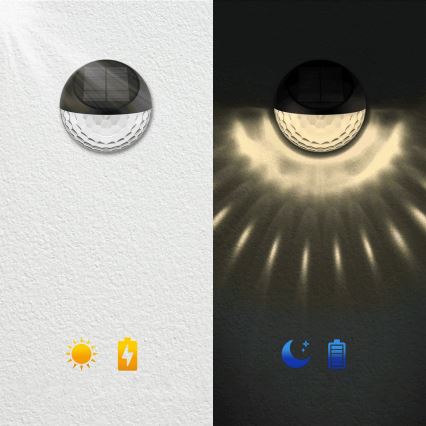 Aigostar - LED-Solarwandleuchte LED/2W/1,2V schwarz 300 mAh 2700K IP44