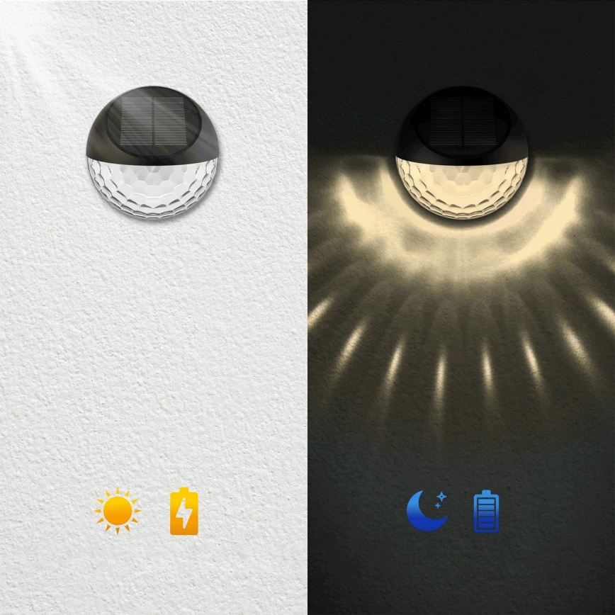 Aigostar - LED-Solarwandleuchte LED/2W/1,2V schwarz 300 mAh 2700K IP44