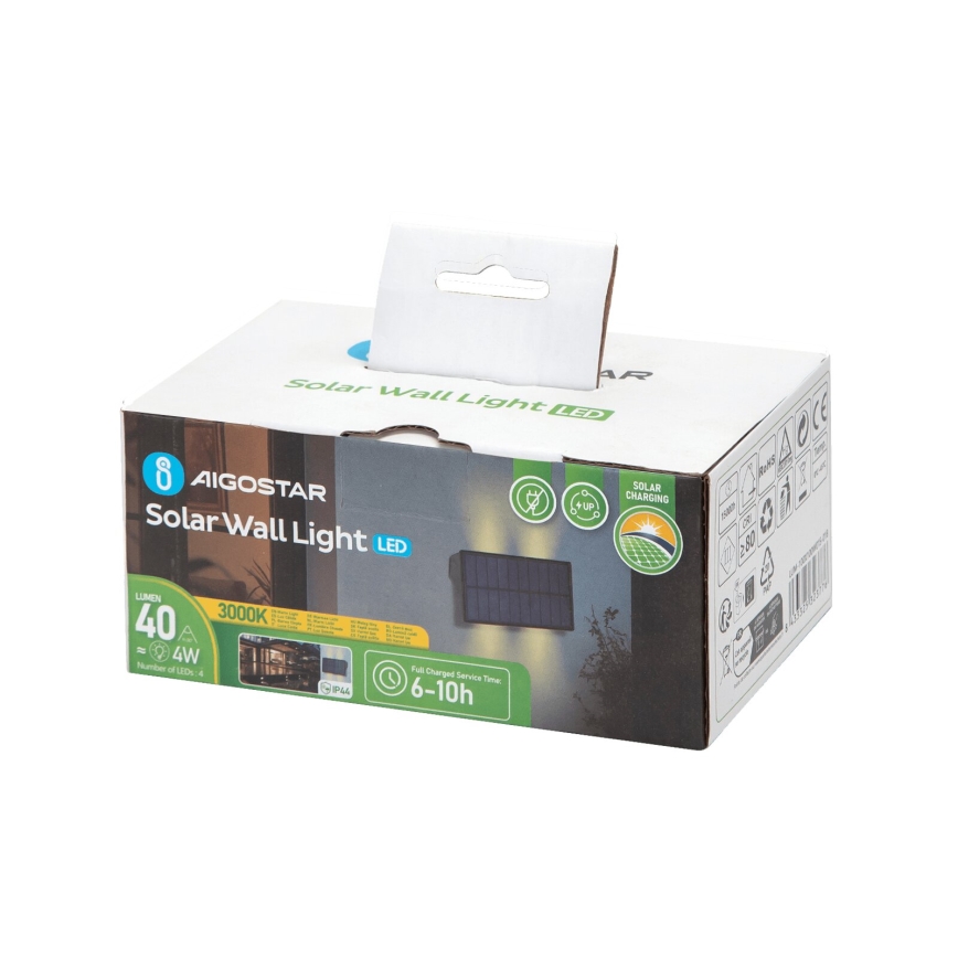 Aigostar - LED-Solarwandleuchte LED/4W/5,5V 2700K IP44