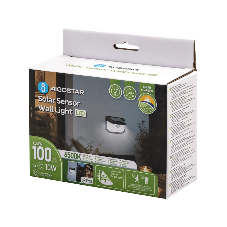 Aigostar - LED-Solarwandleuchte mit Sensor LED/0,8W/5,5V 6500K IP65