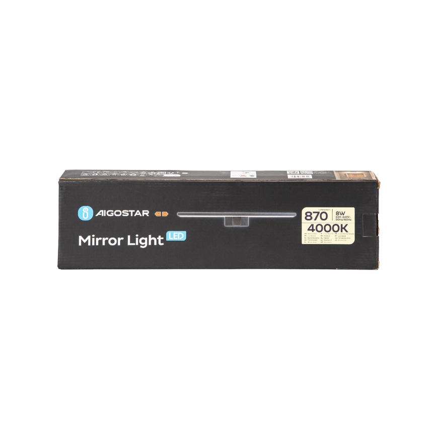 Aigostar - LED-Spiegelbeleuchtung für Badezimmer LED/8W/230V 4000K 40 cm IP44 schwarz