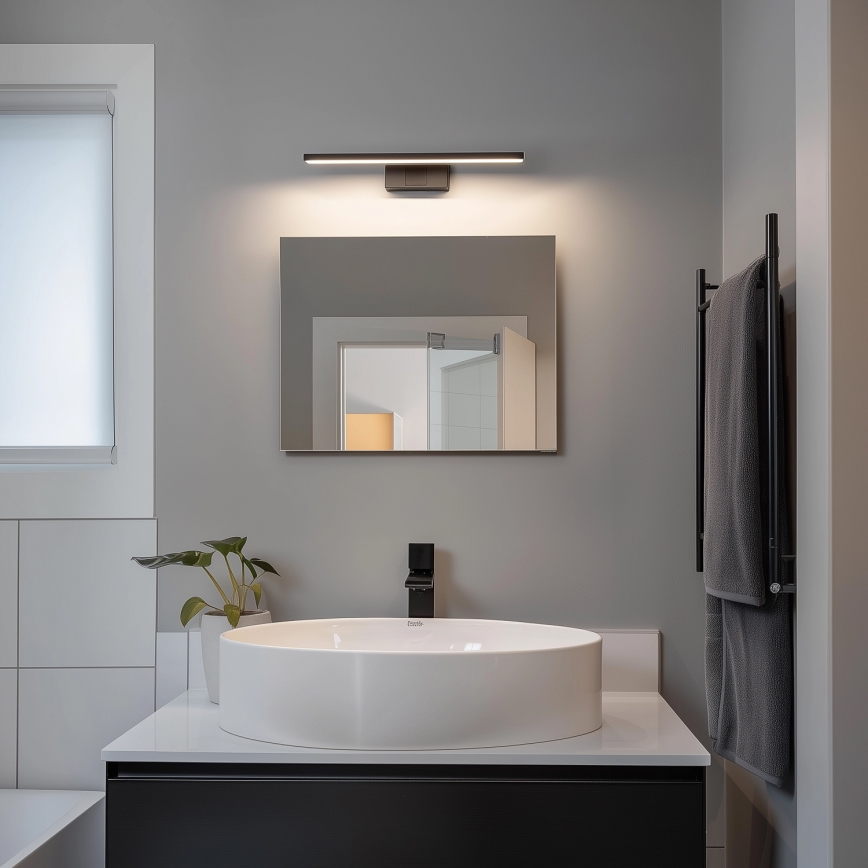 Aigostar - LED-Spiegelleuchte für Badezimmer, 8 W, 230 V, 4000 K, 40 cm, IP44, schwarz