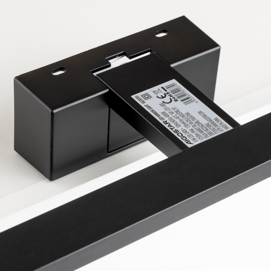 Aigostar - LED-Spiegelleuchte für Badezimmer, 8 W, 230 V, 4000 K, 40 cm, IP44, schwarz