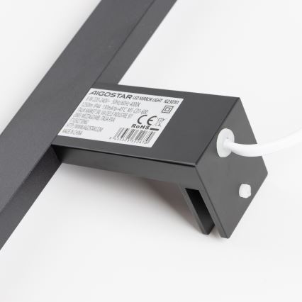 Aigostar - LED-Spiegelleuchte für Badezimmer, 8 W, 230 V, 4000 K, 40 cm, IP44, schwarz