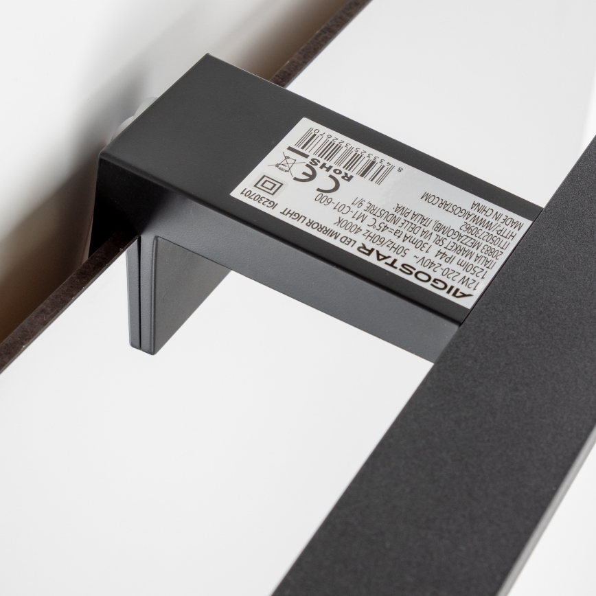 Aigostar - LED-Spiegelleuchte für das Badezimmer / 12W / 230V / 4000K / 60 cm / IP44 / schwarz