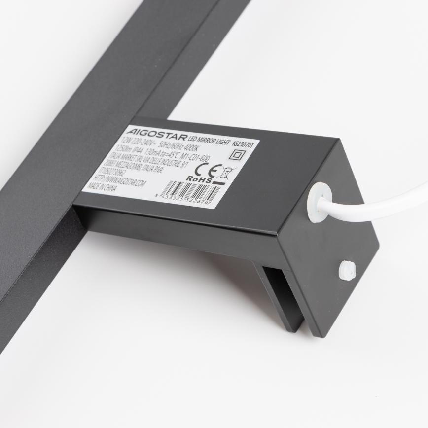 Aigostar - LED-Spiegelleuchte für das Badezimmer / 12W / 230V / 4000K / 60 cm / IP44 / schwarz