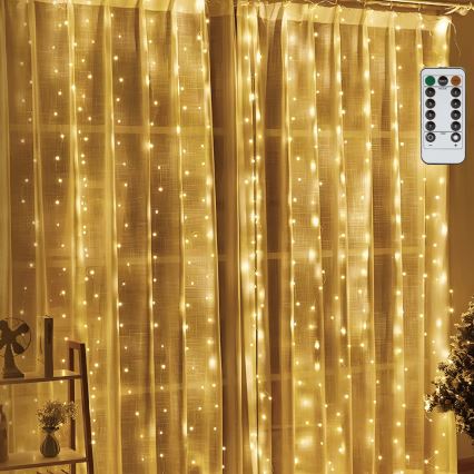 Aigostar - dimmbare LED-Weihnachtslichterkette 300 LEDs/8 Funktionen USB 6×3 m warmweiß + Fernbedienung