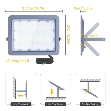 Aigostar - LED-Strahler LED/100W/230V grau 6500K IP65