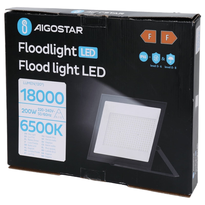 Aigostar - LED-Strahler LED/200W/230V 6500K IP65 schwarz