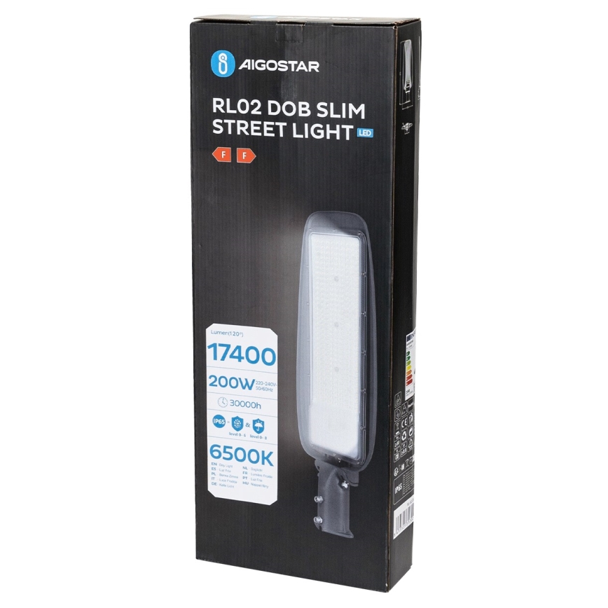 Aigostar - LED-Straßenleuchte SLIM LED/200W/230V 6500K IP65