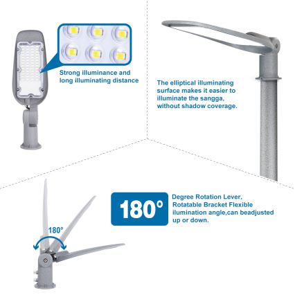 Aigostar - LED-Straßenleuchte SLIM LED/200W/230V 6500K IP65