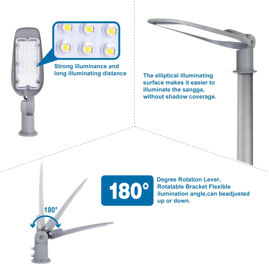 Aigostar - LED-Straßenleuchte SLIM LED/200W/230V 6500K IP65