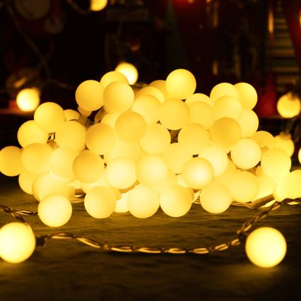 Aigostar - LED-Lichterkette für den Außenbereich, 50 LEDs, 8 Funktionen, 5 m, IP44, warmweiß