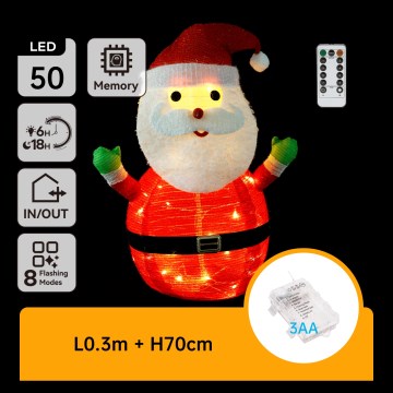 Aigostar - LED Weihnachts-Außendekoration 50xLED/3xAA 0,7m IP44 warmweiß Weihnachtsmann