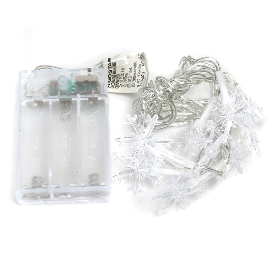 Aigostar - LED-Weihnachts-Lichterkette, 10 LEDs, 3×AA-Betrieb, 1,5 m, warmweiß, Schneeflocken-Design
