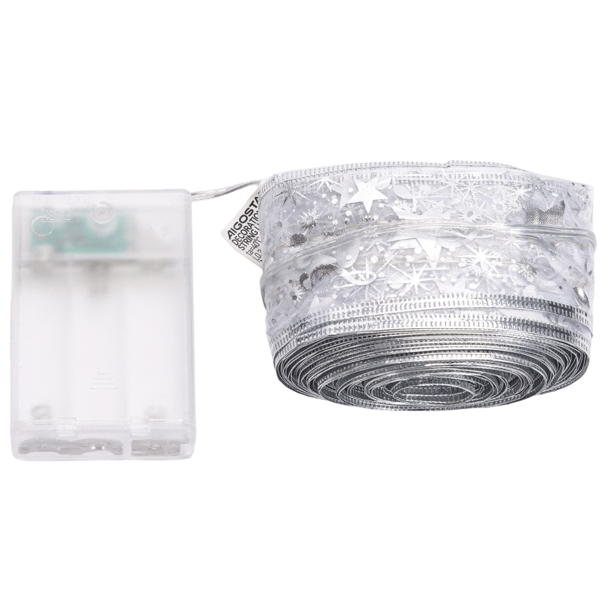Aigostar - LED-Weihnachtslichterkette 100xLED/3xAA 10 m warmweiß silber