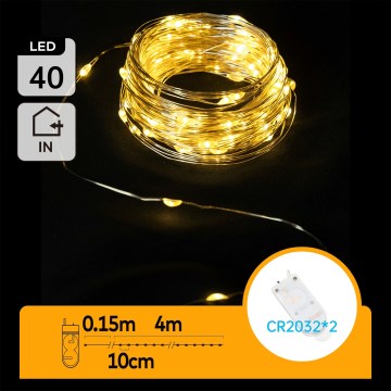 Aigostar - LED Weihnachts-Lichterkette 40xLED/2x3V 4m warmweiß