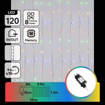 Aigostar - LED-Weihnachts-Lichterkette für den Außenbereich 120xLED/8 Funktionen 3,9x1,2m IP44 mehrfarbig