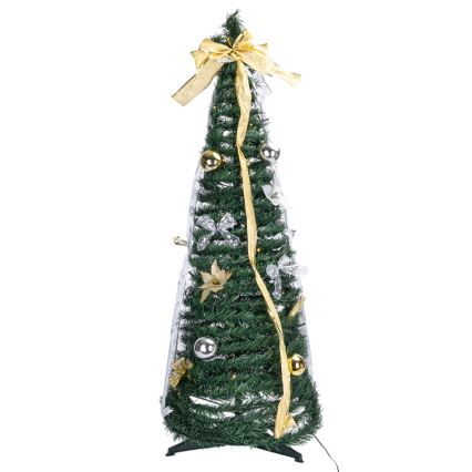 Aigostar - LED-Außen-Weihnachtsbaum 100 LEDs, 1,5 m, IP44, weiß/gold, kaltweiß