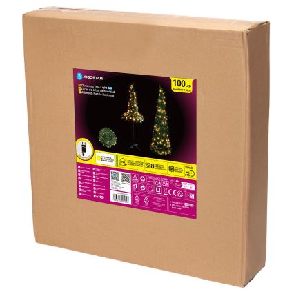 Aigostar - LED-Weihnachtsbaum für den Außenbereich, 100 LEDs, 1,5 m, IP44, grün, warmweiß