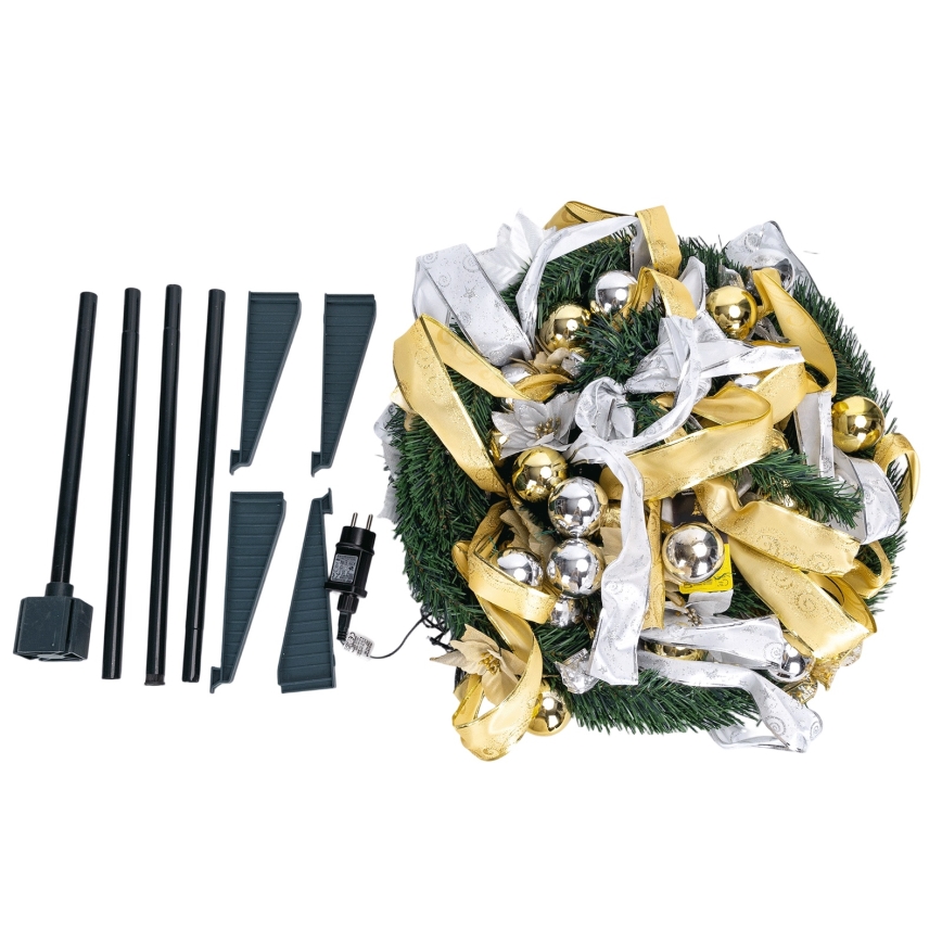 Aigostar - LED-Weihnachtsbaum für den Außenbereich 150 LEDs 1,8 m IP44 weiß/gold warmweiß