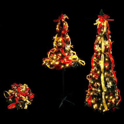 Aigostar - LED-Außen-Weihnachtsbaum, 80 LEDs, 1,2 m, IP44, rot/gold, warmweiß