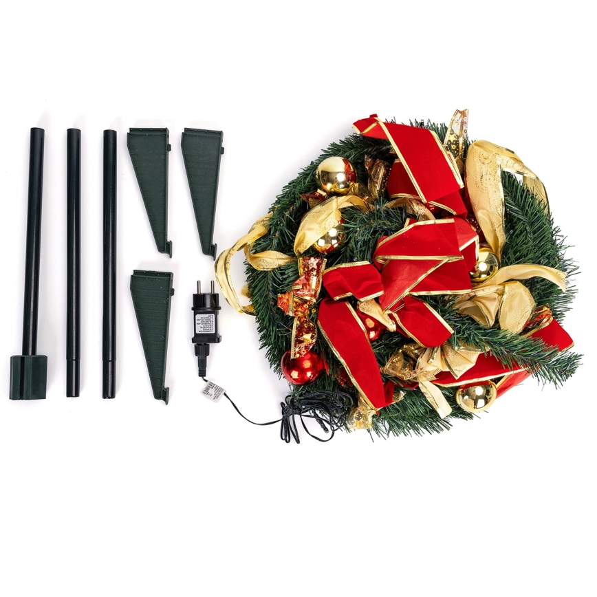 Aigostar - LED-Außen-Weihnachtsbaum, 80 LEDs, 1,2 m, IP44, rot/gold, warmweiß