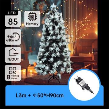 Aigostar - LED-Weihnachtsbaum für den Außenbereich 85 LEDs/8 Funktionen 0,9 m IP44 kaltweiß