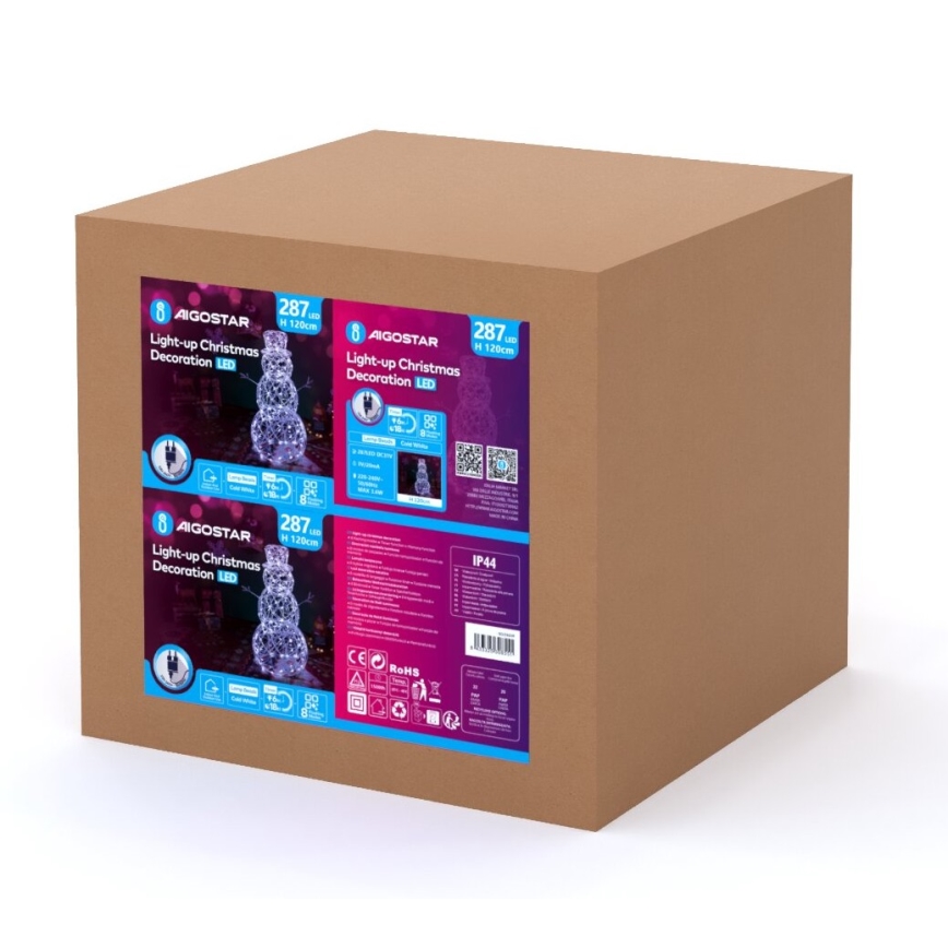 Aigostar - LED-Weihnachtsdeko für den Außenbereich 3,6W/31/230V 6500K 120cm IP44 Schneemann