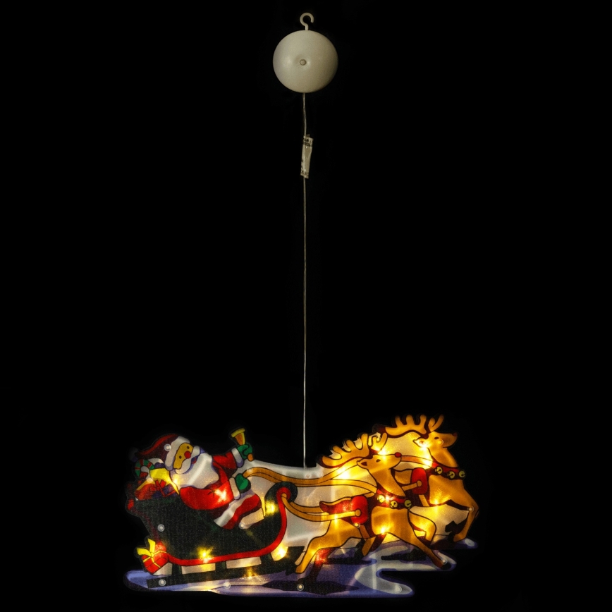 Aigostar - LED Weihnachtsdekoration LED/3xAAA Weihnachtsmann mit Rentieren 13,4 cm
