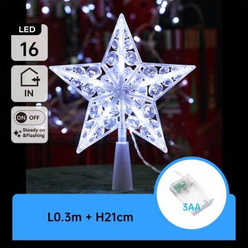 Aigostar - LED Weihnachtsdekoration 16xLED/3xAA kaltweißer Stern