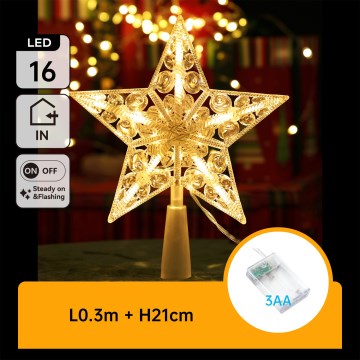 Aigostar - LED-Weihnachtsdekoration 16xLED/3xAA warmweißer Stern