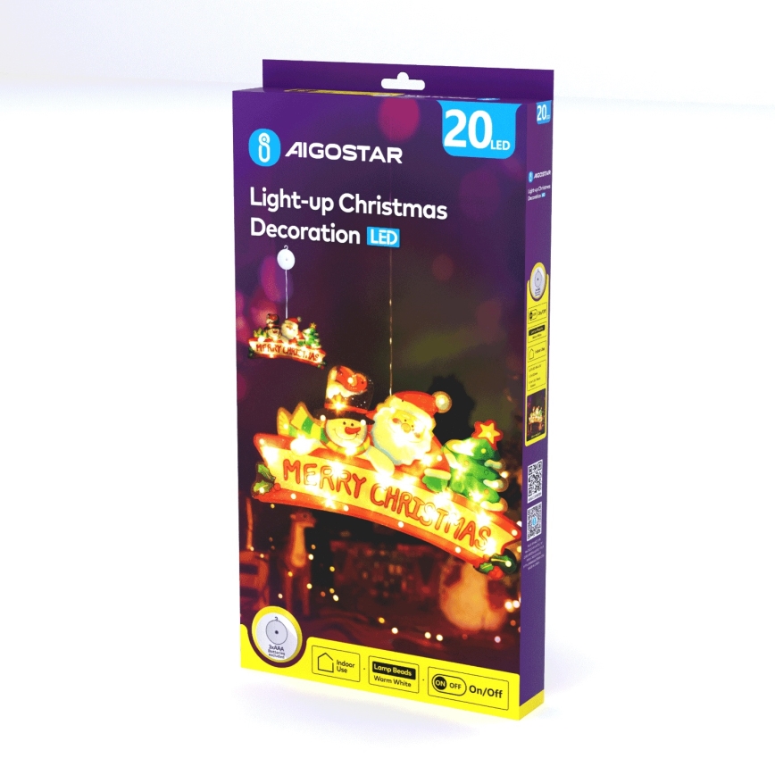 Aigostar - LED-Weihnachtsdekoration 20xLED/3xAAA Frohe Weihnachten 23 cm