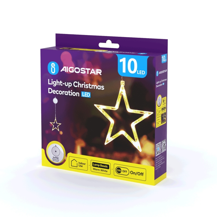 Aigostar - LED-Weihnachtsdekoration LED/3xAAA Stern 19cm