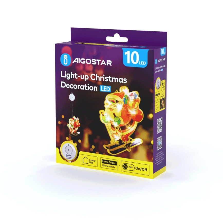 Aigostar - LED-Weihnachtsdekoration LED/3xAAA Weihnachtsmann auf Skiern 23cm