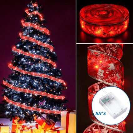 Aigostar - LED-Weihnachtslichterkette 100xLED/3xAA 10 m warmweiß/rot