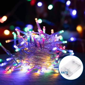 Aigostar - LED-Weihnachtskette 50xLED/3xAA 5,3m mehrfarbig