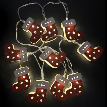 Aigostar - LED-Weihnachtslichterkette 10xLED/3xAA 1,5m warmweiß Strümpfe