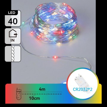 Aigostar - LED-Weihnachtslichterkette 40xLED/2x3V 4m mehrfarbig