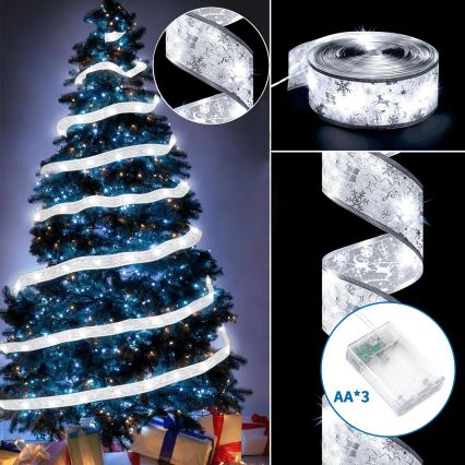 Aigostar - LED Weihnachtslichterkette 50xLED/3xAA 5 m warmweiß silber