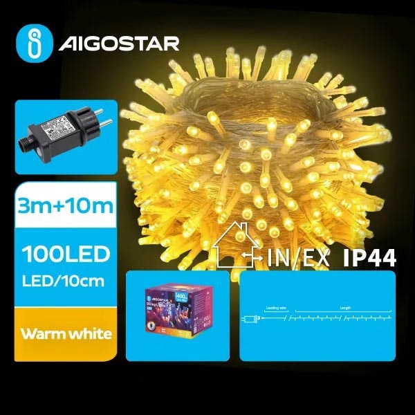 Aigostar - LED-Weihnachtslichterkette für den Außenbereich 100xLED/8 Funktionen 13m IP44 warmweiβ