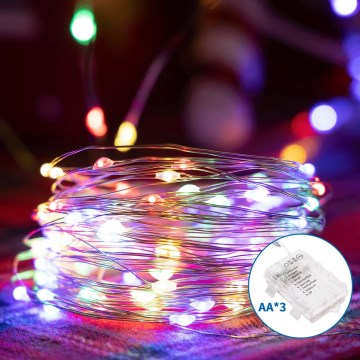 Aigostar - LED-Weihnachtslichterkette für den Außenbereich 100xLED/8 Funktionen/3xAA10,3m IP44 mehrfarbig