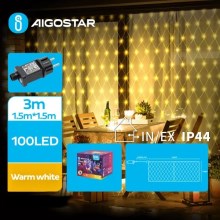 Aigostar - LED-Weihnachtslichterkette für den Außenbereich 100xLED/8 Funktionen 4,5x1,5m IP44 warmweiβ