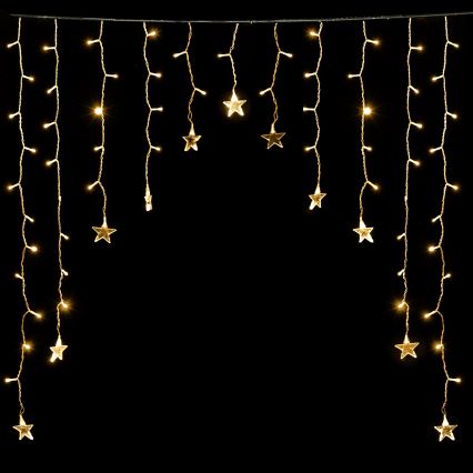 Aigostar - LED-Außen-Weihnachtslichterkette 168xLED/8 Funktionen 3x1,5m IP44 warmweiß Sterne