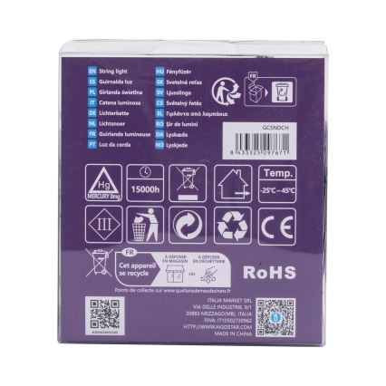 Aigostar - LED-Weihnachtslichterkette für den Außenbereich 200xLED/8 Funktionen 3xAA 10,3m IP44 warmweiβ