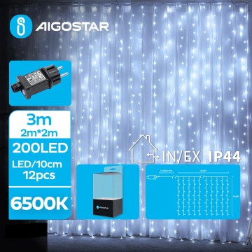 Aigostar - LED-Weihnachtslichterkette für den Außenbereich 200xLED/8 Funktionen 5x2m IP44 kaltweiß