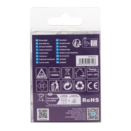 Aigostar - LED-Weihnachtslichterkette für den Außenbereich 50xLED/8 Funktionen 3xAA 5,3m IP44 kaltweiß