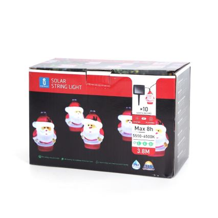 Aigostar - LED-Weihnachtssolarkette 10xLED/3,8 m IP44 kaltweiß 400 mAh