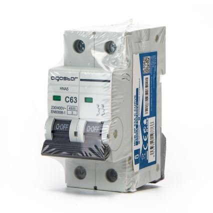 Aigostar - Leitungsschutzschalter 2-polig (2P) 63 A, Charakteristik C, 230–400 V