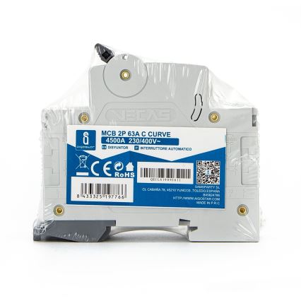 Aigostar - Leitungsschutzschalter 2-polig (2P) 63 A, Charakteristik C, 230–400 V